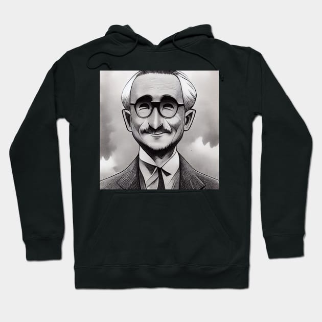 Happy F.A. Hayek Manga Style Portrait Hoodie by Classical